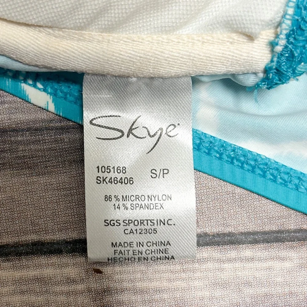 Skye Turquoise Green White Chevron Push Up Halter Underwire Bikini Top NWT Small